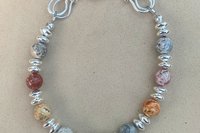 Mens Red Jasper Bracelet, Sterling Silver Bracelet, Sterling Silver and Red Jasper  Bracelet, Gemstone Bracelet