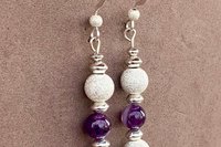 Amethyst Earrings, Sterling Silver Earrings, Stardust Silver Earrings, Gemstone Earrings