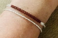 Garnet Bracelet, Gemstone Bracelet, Multistrand Bracelet, Hill Tribe Fine Silver Bracelet, Rainbow Moonstone Bracelet, Valentine Gift