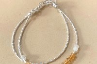 Apatite Bracelet, Sterling and Hill Tribe Fine Silver Bracelet, Gift for her, Multi-strand Bracelet, Adjustable Bracelet, Gemstone Bracelet
