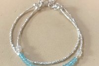 Apatite Bracelet, Sterling and Hill Tribe Fine Silver Bracelet, Gift for her, Multi-strand Bracelet, Adjustable Bracelet, Gemstone Bracelet