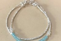 Turquoise Bracelet, Multi-strand, Sterling and Hill Tribe Fine Silver Bracelet, Turquoise Nugget Bracelet, Adjustable bracelet