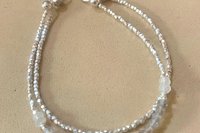 Amethyst and Moonstone Bracelet, Multi-strand, Gemstone Bracelet, Hill Tribe Fine Silver Bracelet, Adjustable Bracelet