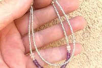 Amethyst and Moonstone Bracelet, Multi-strand, Gemstone Bracelet, Hill Tribe Fine Silver Bracelet, Adjustable Bracelet
