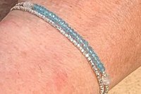 Apatite Bracelet, Sterling and Hill Tribe Fine Silver Bracelet, Gift for her, Multi-strand Bracelet, Adjustable Bracelet, Gemstone Bracelet