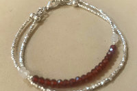 Citrine Bracelet, Hill Tribe Fine Silver Bracelet, Gemstone Bracelet, Citrine and Moonstone Bracelet, Multistrand Adjustable Bracelet