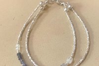 Citrine Bracelet, Hill Tribe Fine Silver Bracelet, Gemstone Bracelet, Citrine and Moonstone Bracelet, Multistrand Adjustable Bracelet