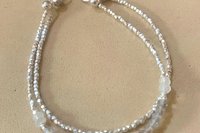 Iolite and Moonstone Bracelet, Hill Tribe Fine Silver Bracelet, Gemstone Bracelet,  Multistrand Adjustable Bracelet