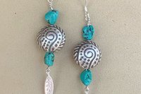 Turquoise Earrings, Hill Tribe Fine Silver Earrings, Sterling Silver Earrings, Southwestern Earrings