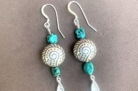 Turquoise Earrings, Hill Tribe Fine Silver Earrings, Sterling Silver Earrings, Southwestern Earrings
