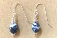 Sodalite Earrings, Gemstone and Sterling Silver Earrings, Minimalist Earrings, Small Drop Earrings