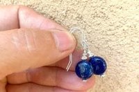 Lapis Lazuli Earrings, Sterling Silver Earrings, Gemstone Earrings, Minimalist Earrings