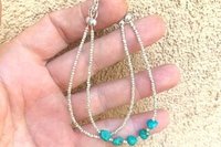 Turquoise Bracelet, Multi-strand, Sterling and Hill Tribe Fine Silver Bracelet, Turquoise Nugget Bracelet, Adjustable bracelet