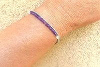 Amethyst and Moonstone Bracelet, Multi-strand, Gemstone Bracelet, Hill Tribe Fine Silver Bracelet, Adjustable Bracelet
