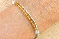Citrine Bracelet, Hill Tribe Fine Silver Bracelet, Gemstone Bracelet, Citrine and Moonstone Bracelet, Multistrand Adjustable Bracelet