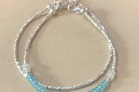 Iolite and Moonstone Bracelet, Hill Tribe Fine Silver Bracelet, Gemstone Bracelet,  Multistrand Adjustable Bracelet