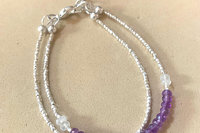 Iolite and Moonstone Bracelet, Hill Tribe Fine Silver Bracelet, Gemstone Bracelet,  Multistrand Adjustable Bracelet