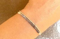 Iolite and Moonstone Bracelet, Hill Tribe Fine Silver Bracelet, Gemstone Bracelet,  Multistrand Adjustable Bracelet