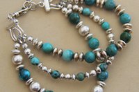 Turquoise Bracelet, Sterling Silver Bracelet, Southwestern Bracelet, Multistrand Bracelet