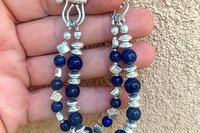 Lapis Lazuli Bracelet, Sterling Silver Bracelet, Gemstone Bracelet, Multistrand, Adjustable Bracelet