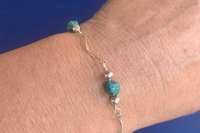 Turquoise Nugget Bracelet, Sterling Silver Bracelet, Adjustable Bracelet, Sterling Silver Link Bracelet