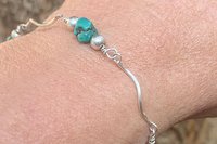 Turquoise Nugget Bracelet, Sterling Silver Bracelet, Adjustable Bracelet, Sterling Silver Link Bracelet