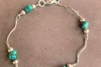 Turquoise Nugget Bracelet, Sterling Silver Bracelet, Adjustable Bracelet, Sterling Silver Link Bracelet