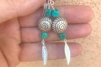 Turquoise Earrings, Hill Tribe Fine Silver Earrings, Sterling Silver Earrings, Southwestern Earrings