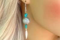 Turquoise Earrings, Hill Tribe Fine Silver Earrings, Sterling Silver Earrings, Southwestern Earrings