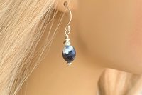 Sodalite Earrings, Gemstone and Sterling Silver Earrings, Minimalist Earrings, Small Drop Earrings