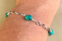 Turquoise Nugget Bracelet, Turquoise and Sterling Silver Bracelet, Minimalist Bracelet, Southwestern Bracelet