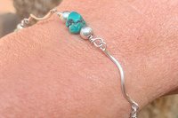 Turquoise Nugget Bracelet, Sterling Silver Bracelet, Adjustable Bracelet, Sterling Silver Link Bracelet