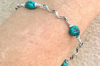 Turquoise Nugget Bracelet, Turquoise and Sterling Silver Bracelet, Minimalist Bracelet, Southwestern Bracelet