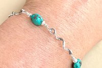 Turquoise Nugget Bracelet, Turquoise and Sterling Silver Bracelet, Minimalist Bracelet, Southwestern Bracelet