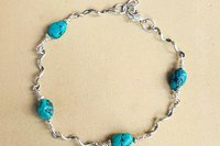 Turquoise Nugget Bracelet, Turquoise and Sterling Silver Bracelet, Minimalist Bracelet, Southwestern Bracelet