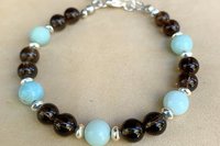 Botswana Agate and Sterling Silver Bracelet, Adjustable, Beaded Gemstone Bracelet