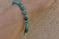 Turquoise Nugget Bracelet, Sterling Silver and Small Turquoise Nugget, Adjustable Bracelet