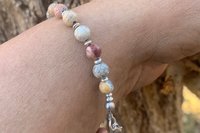 Jasper Bracelet, Sterling Silver Bracelet, Adjustable Gemstone Bracelet, Sky Eye Jasper and Sterling Silver Bracelet, Gift for Her