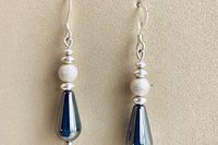 Hemalyke Teardrop Earrings, Sterling Silver Earrings, Stardust Silver Earrings