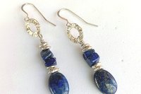 Lapis Lazuli Earrings, Sterling Silver Earrings, Gemstone Earrings, Sterling and Fine Silver Earrings.