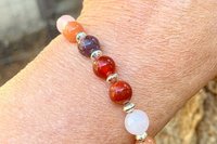 Mixed Gemstone Bracelet, Sterling Silver  Bracelet, Multi Gemstone Beaded Bracelet