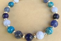 Botswana Agate and Sterling Silver Bracelet, Adjustable, Beaded Gemstone Bracelet