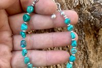 Turquoise Nugget Bracelet, Sterling Silver and Small Turquoise Nugget, Adjustable Bracelet