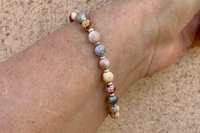 Jasper Bracelet, Sterling Silver Bracelet, Adjustable Gemstone Bracelet, Sky Eye Jasper and Sterling Silver Bracelet, Gift for Her