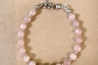 Rose Quartz Gemstone Bracelet, Sterling Silver Bracelet, Adjustable Bracelet