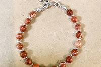 Rose Quartz Gemstone Bracelet, Sterling Silver Bracelet, Adjustable Bracelet