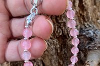 Rose Quartz Gemstone Bracelet, Sterling Silver Bracelet, Adjustable Bracelet