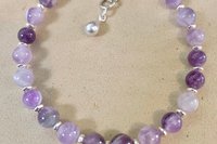 Rose Quartz Gemstone Bracelet, Sterling Silver Bracelet, Adjustable Bracelet