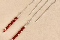 Apatite Earrings, Gemstone Earrings, Threader Earrings, Long Dangle Earrings, Gift for Her