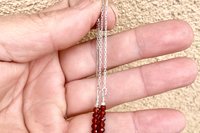 Garnet Earrings, Hill Tribe Fine Silver Earrings,  Garnet Threader Earrings, Valentine Gift, Long Dangle Earrings, Gemstone Earrings